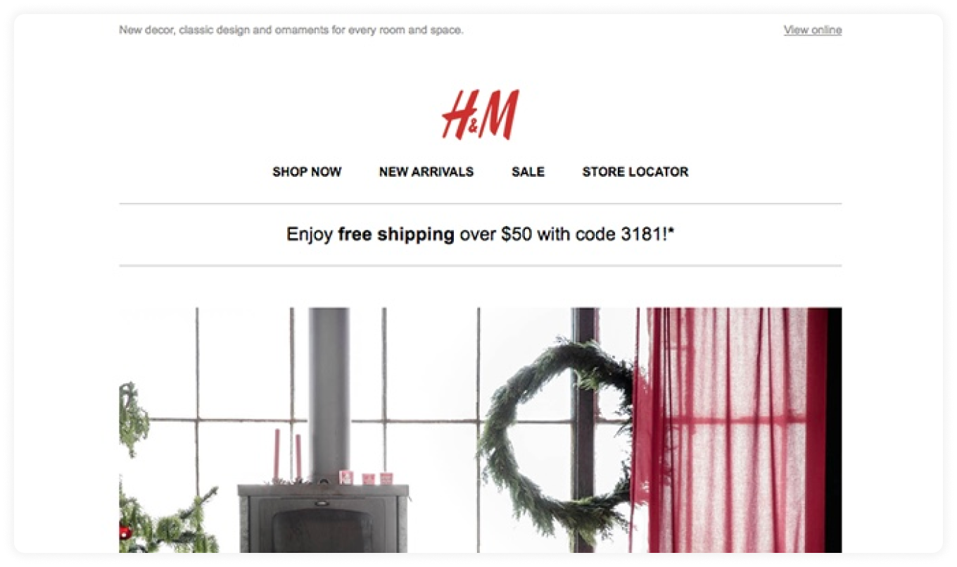 HM put only their brand logo in email header design