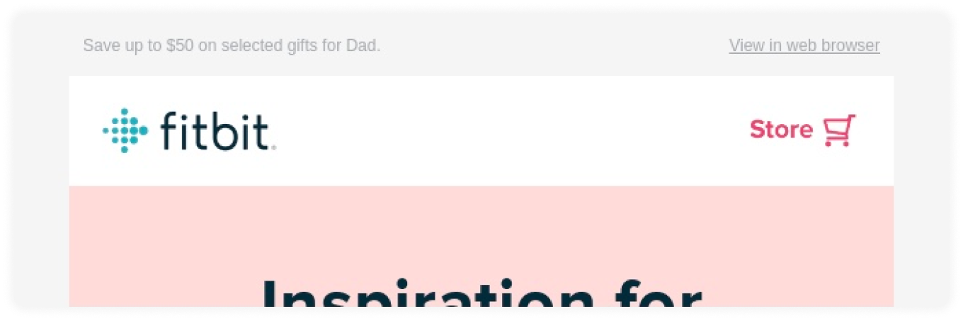 Fitbit giving "View in browser" option in email header