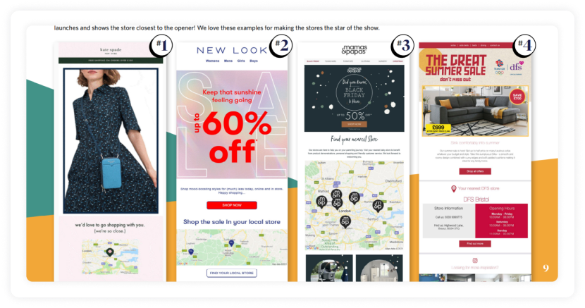 Four different email personalization examples