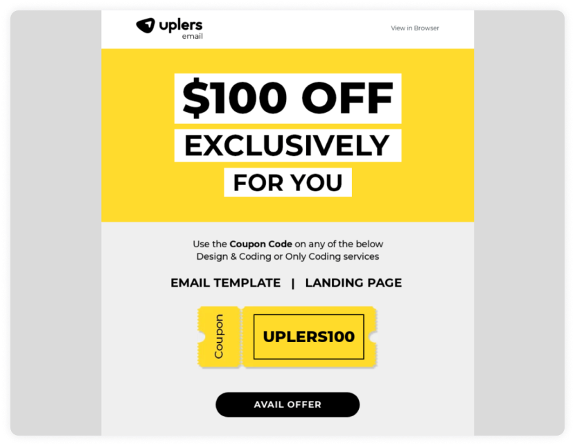 Exclusive coupon code email by Uplers