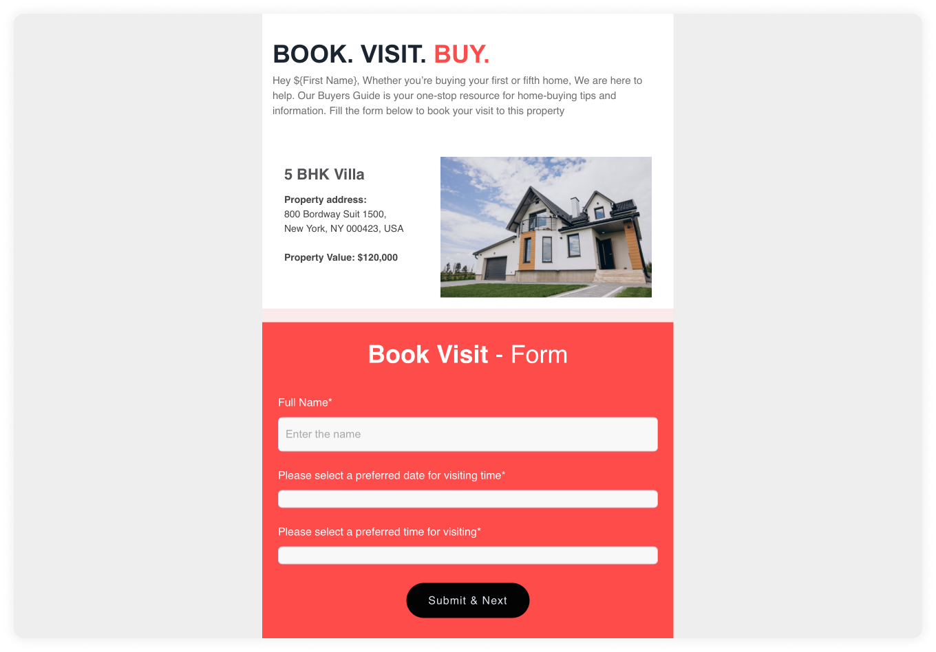 Real estate email design  example by Mailmodo