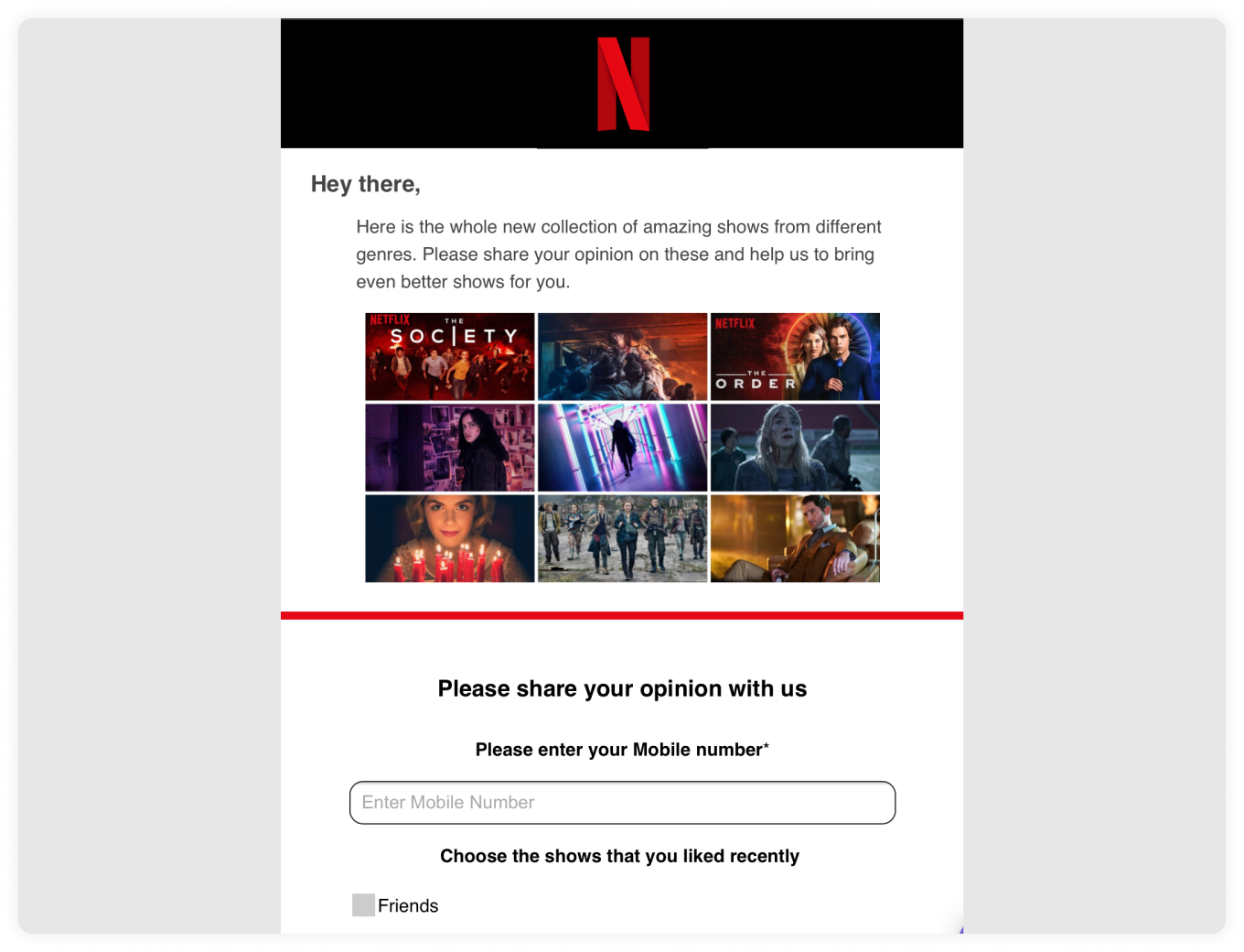 Entertainment email template by Netflix