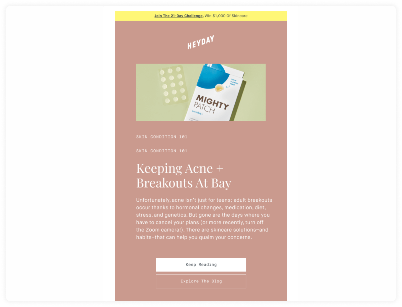 Heyday email promoting their blog post