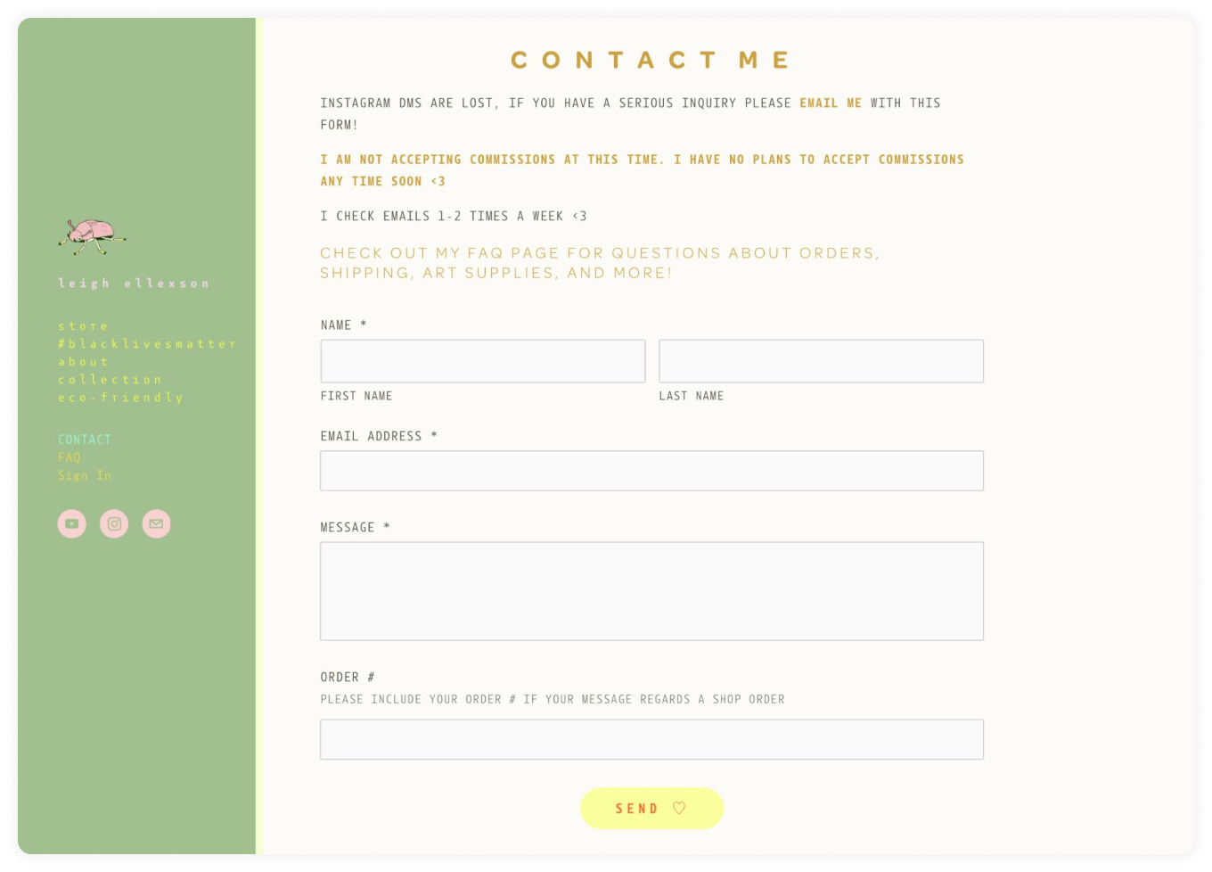 Contact form to build email list