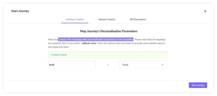 Option to add personalization parameters