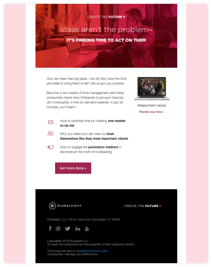 Pluralsight's b2b email