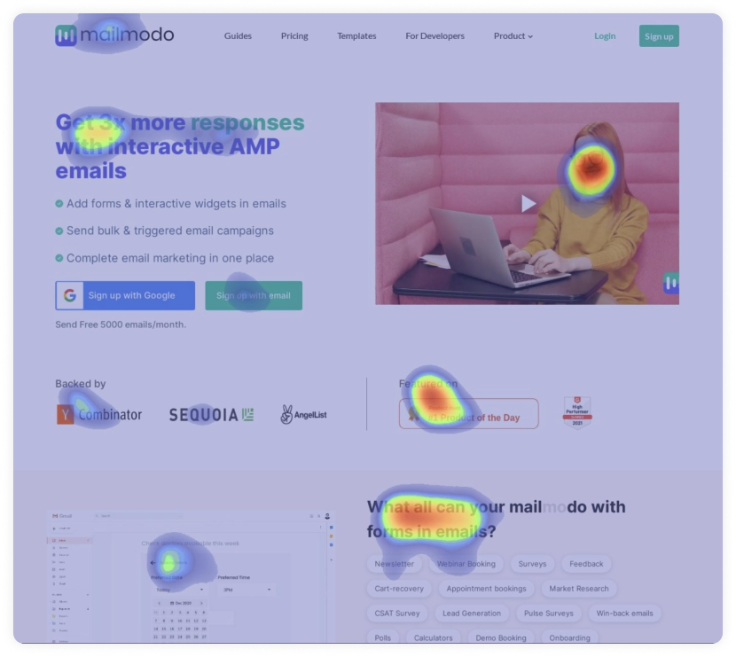 Mailmodo website heatmap