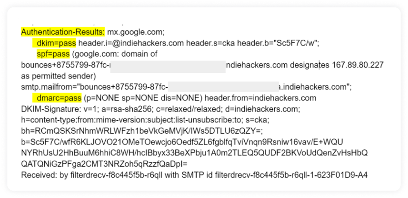 Authentication - SPF, DKIM, and DMARC = pass