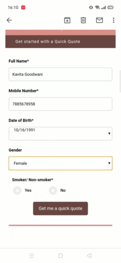 Insurance premium calculator in action