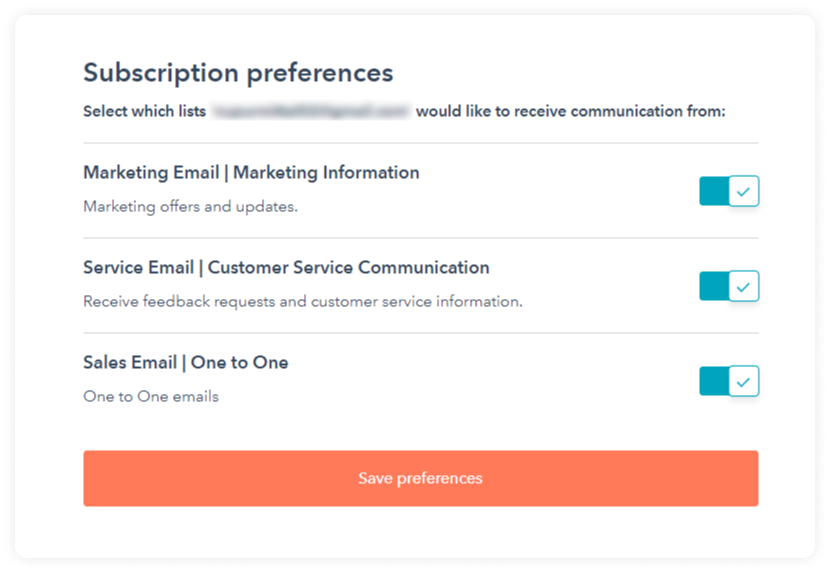 Email preference center 