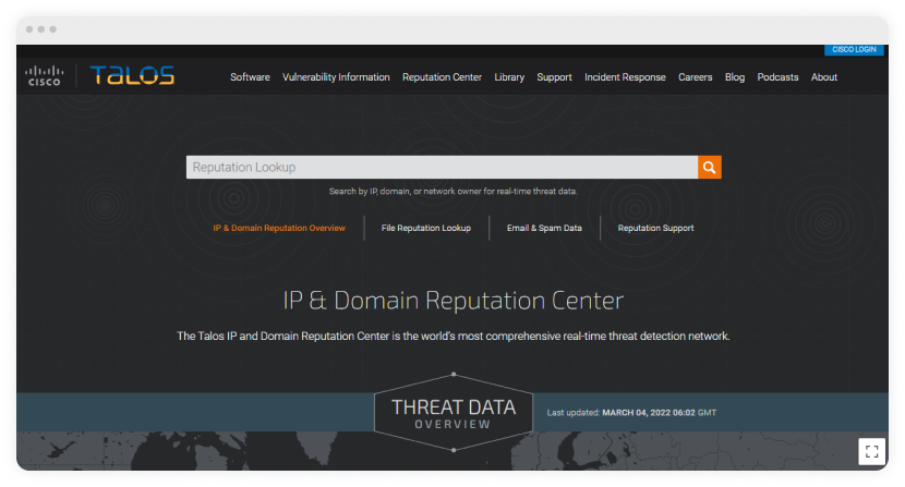cisco talos intelligence ip checker homepage