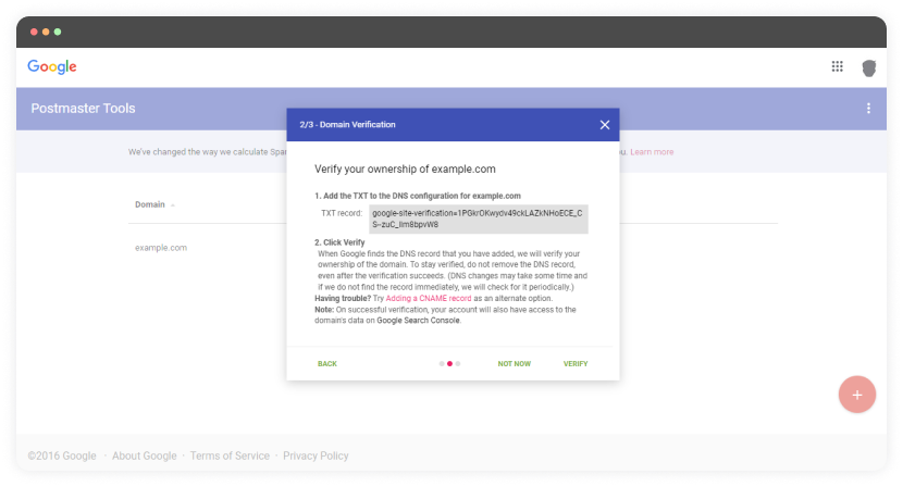 copy the code and paste it in your DNS settings