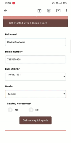 Calculating insurance premiums using the calculator in the email