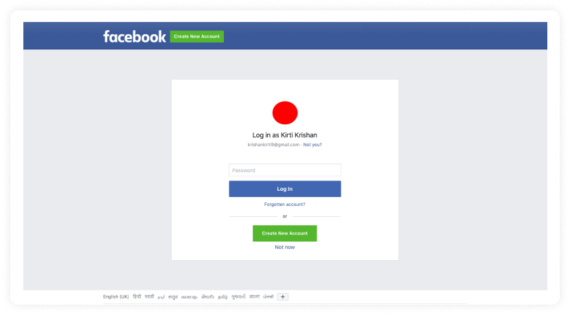 Enter facebook credentials and log in