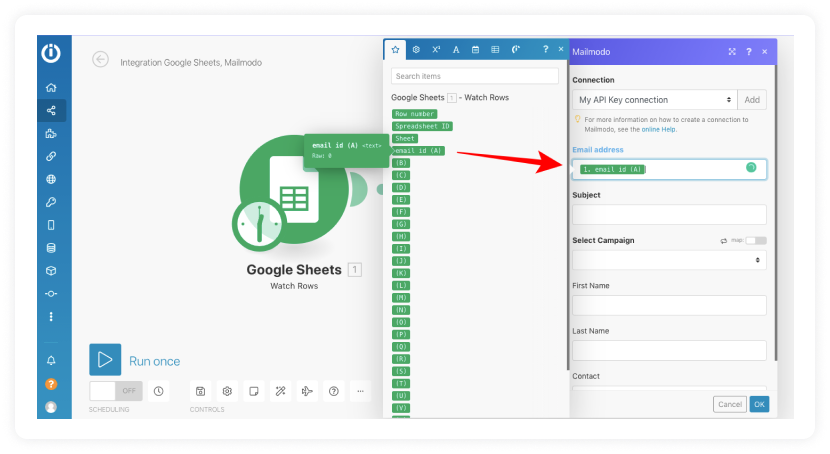 Map email field