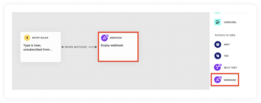 Configure everything and click on the webhook block