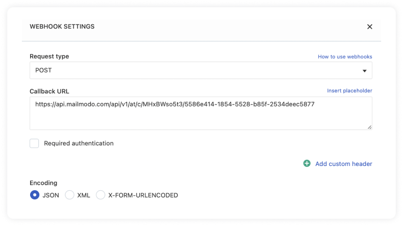 Paste the url and select encoding type as JSON