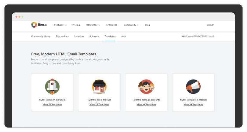 Litmus email template page screenshot