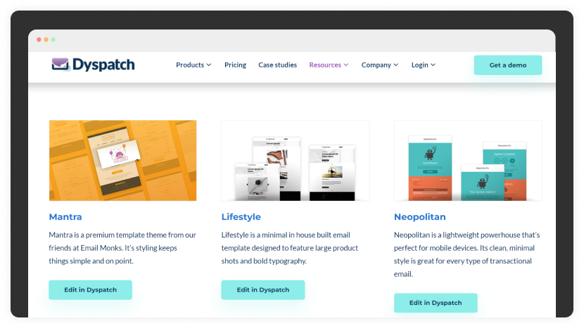 Dyspatch's email template page screenshot