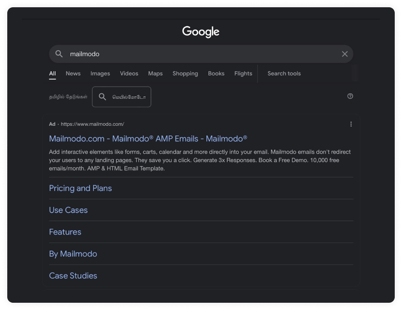 search engine PPC ad example