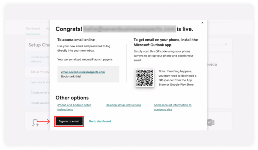 Click the Sign in to email at the bottom
