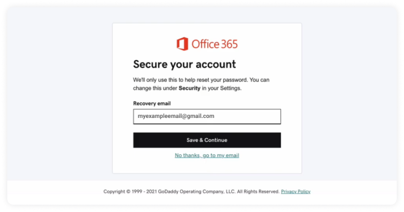 Enter recovery emails and click Save & continue