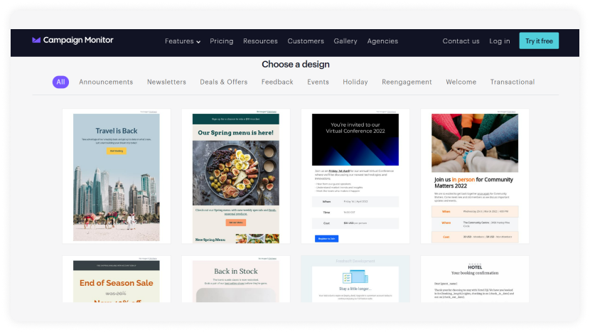 Campaign monitor email template page screenshot