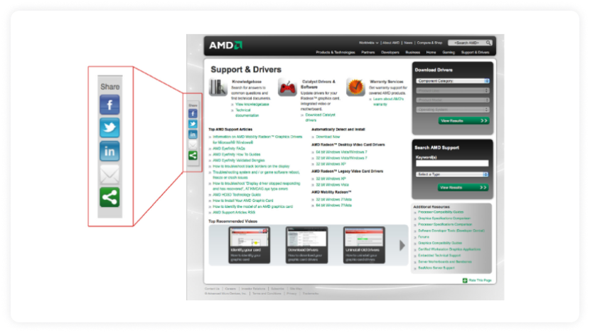 Test the placement of your social media buttons