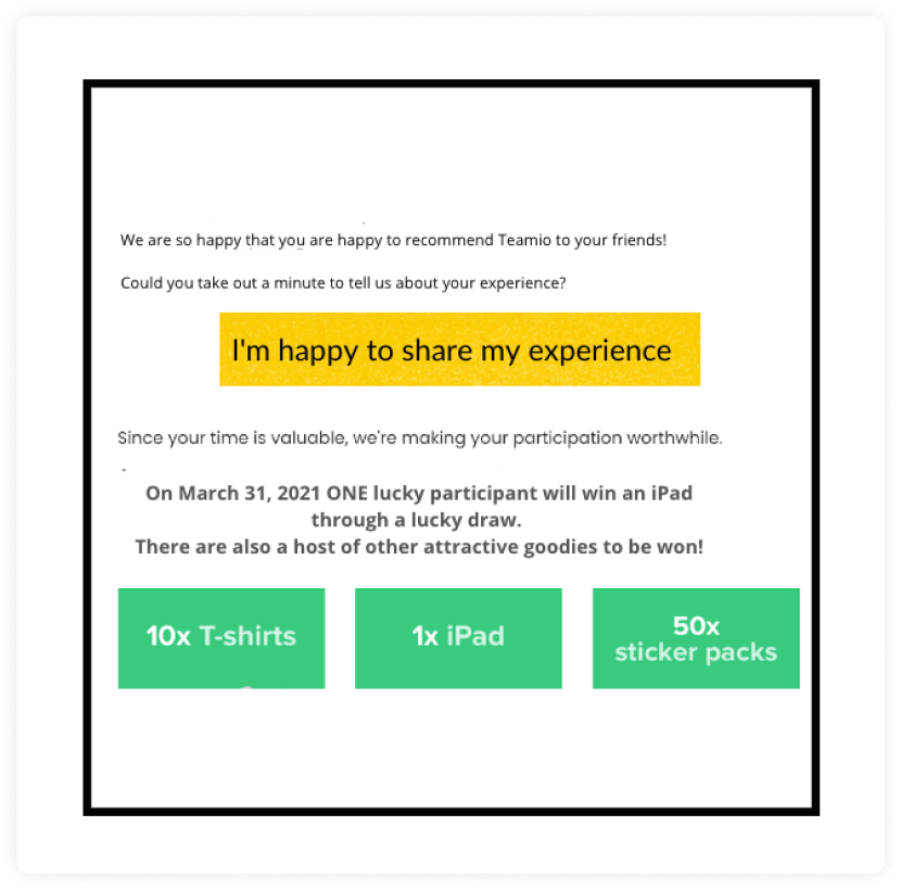 Incentivize user effort through nps survey