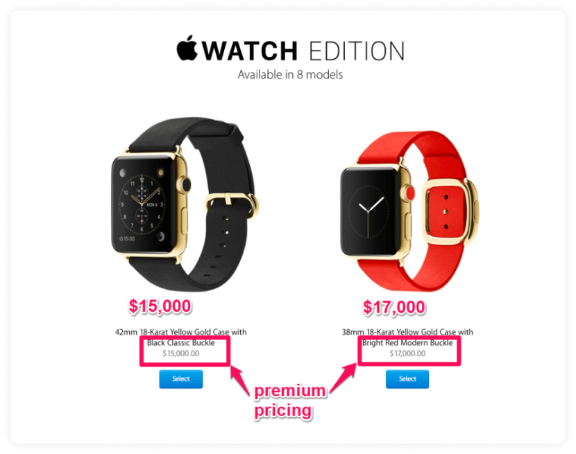 Apple watches premium pricing