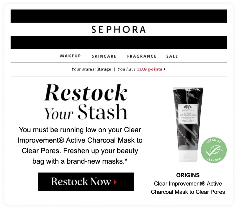 sephora Replenishment email