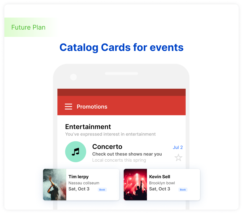 Catalog cards for events