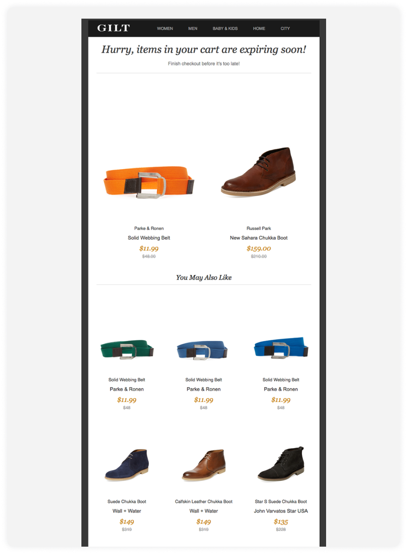 gilt Customer re-engagement email