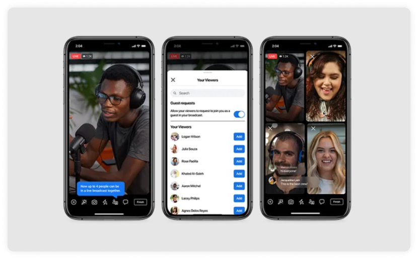 Steps to add multiple guests in Facebook live