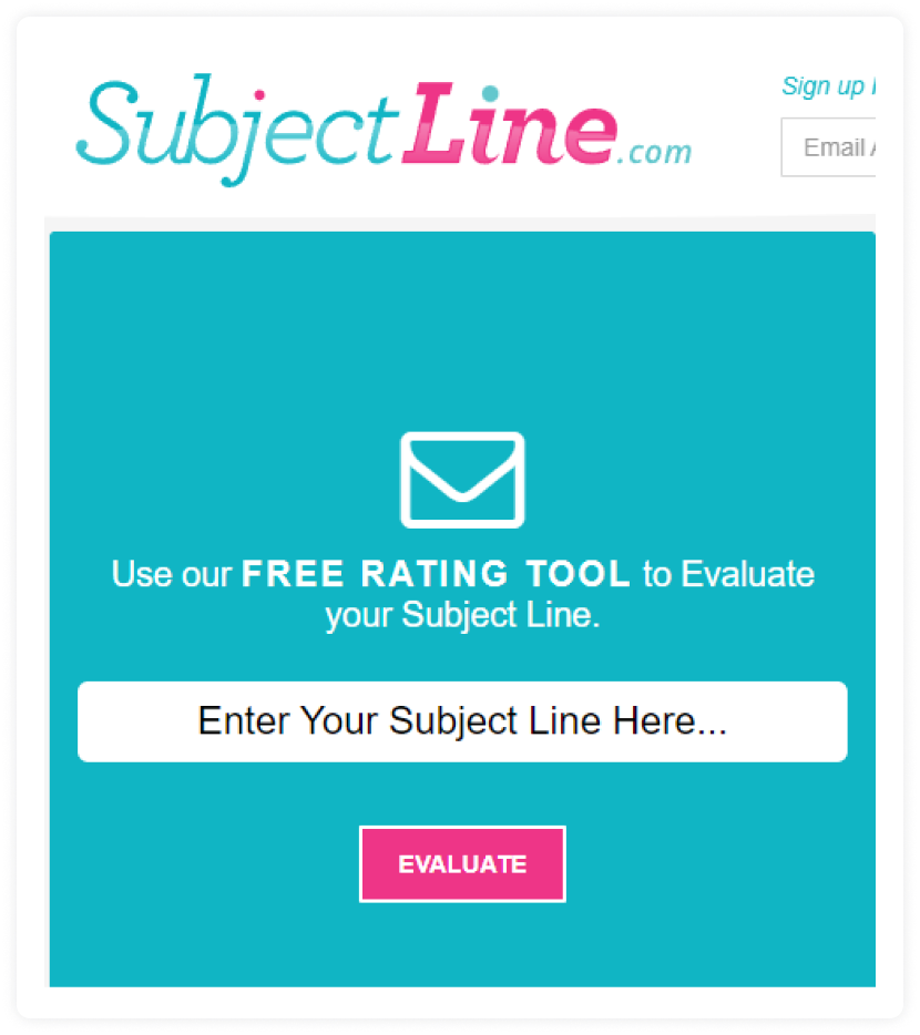 8. Subject Line Hompeage