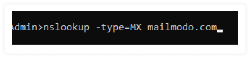 Enter the above query to lookup MX records only