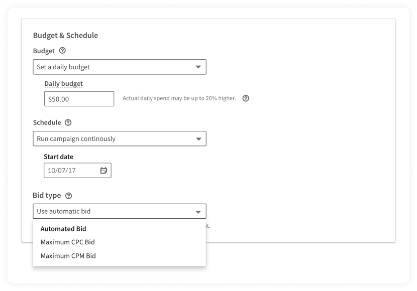 Budget and schedule page for LinkedIn ad.png