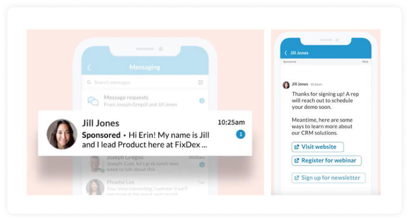 LinkedIn messaging ad example