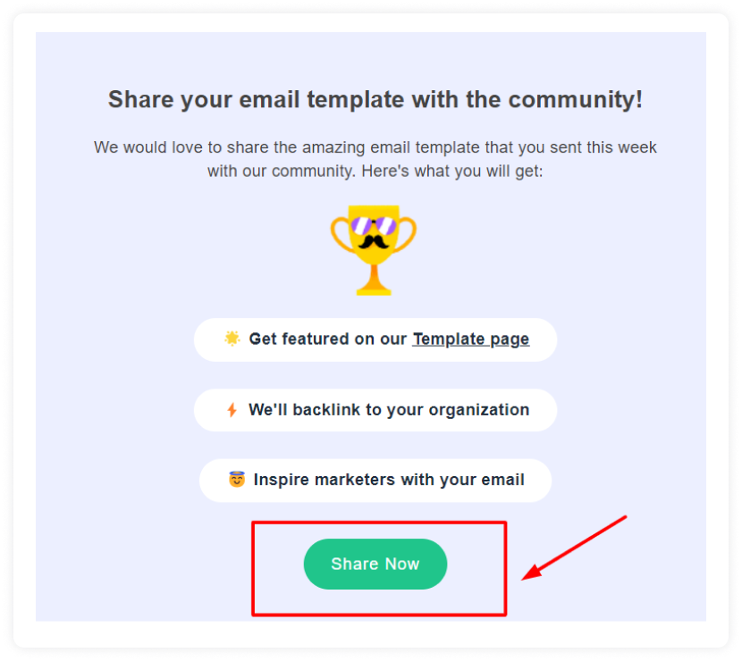 Share button in email newsletter