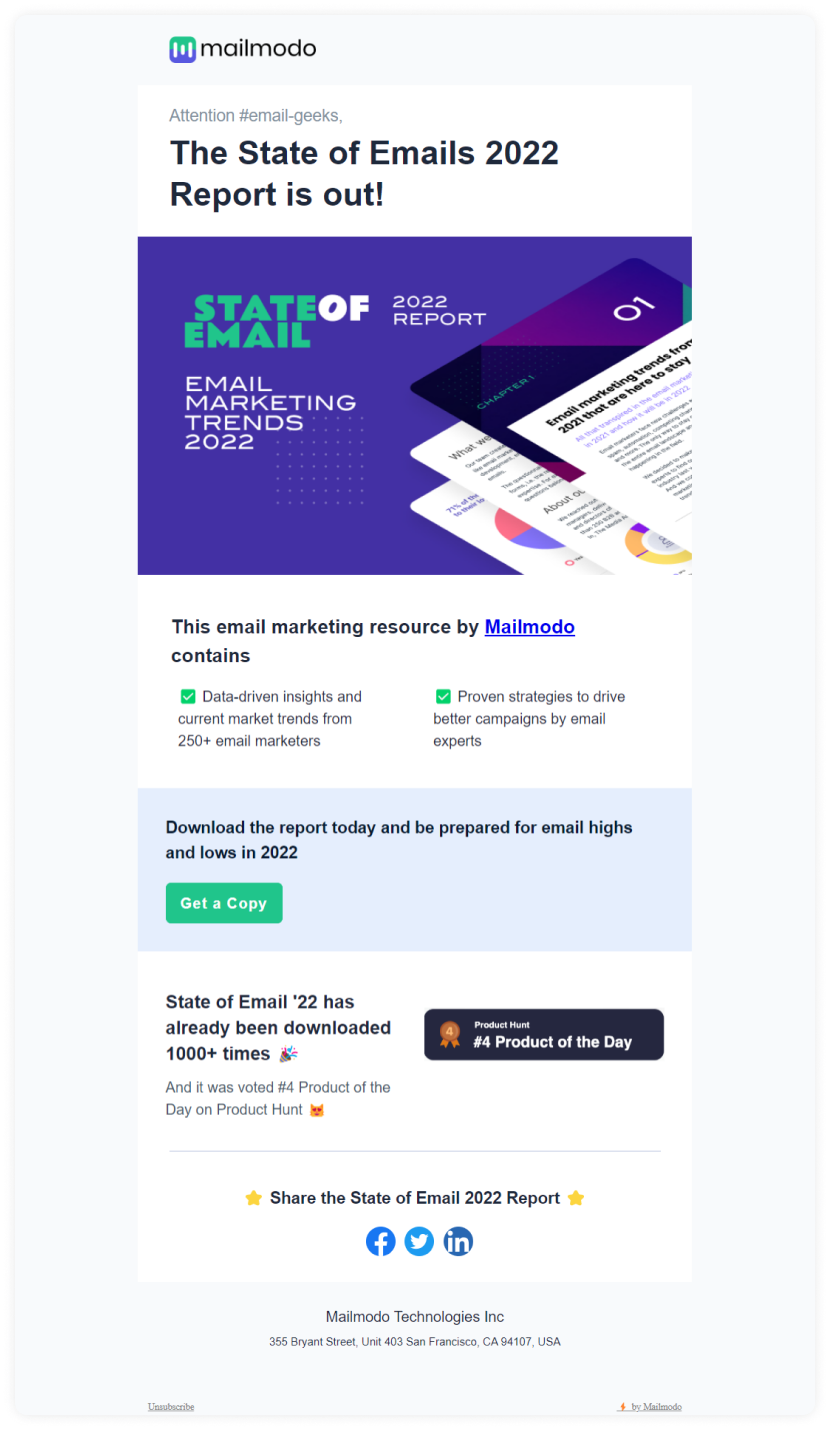 Ebook launch email template by Mailmodo