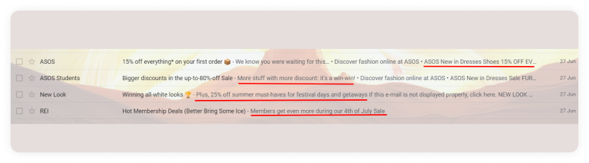 Promotional email preview text example