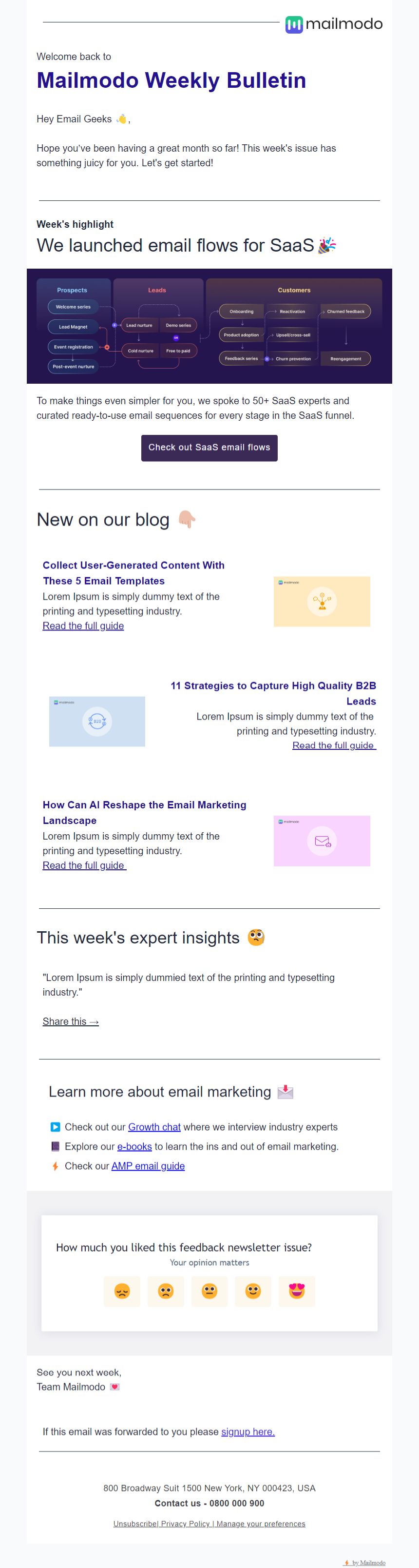 Weekly email newsletter template by Mailmodo