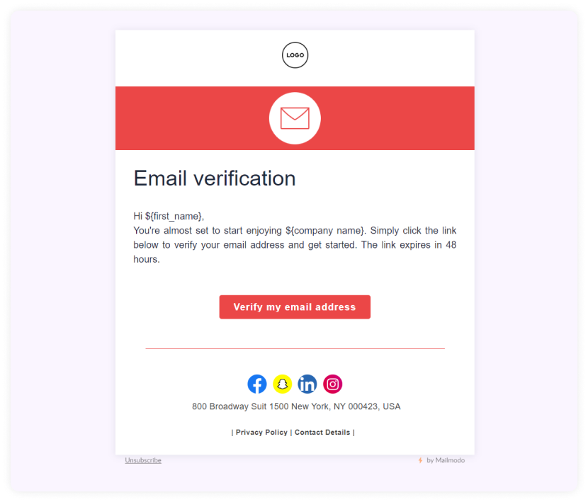 Email verification template by Mailmodo