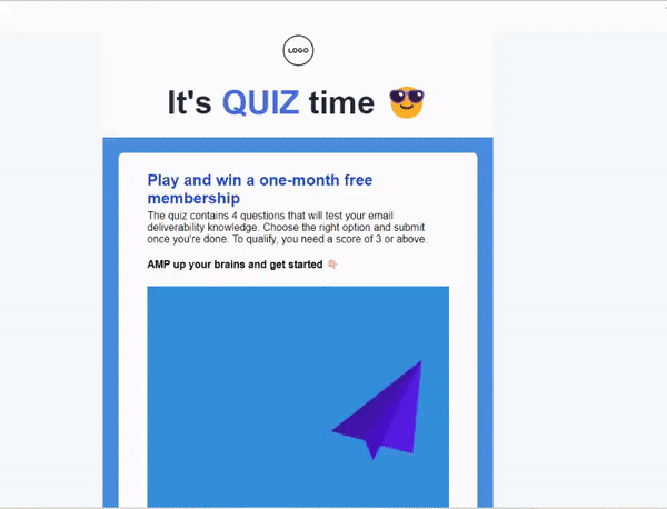 Email deliverability quiz template by Mailmodo