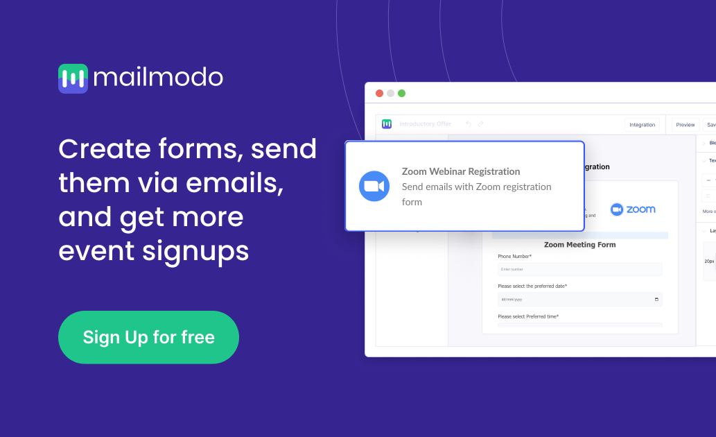 Send Zoom Webinar Registration Form With AMP Emails