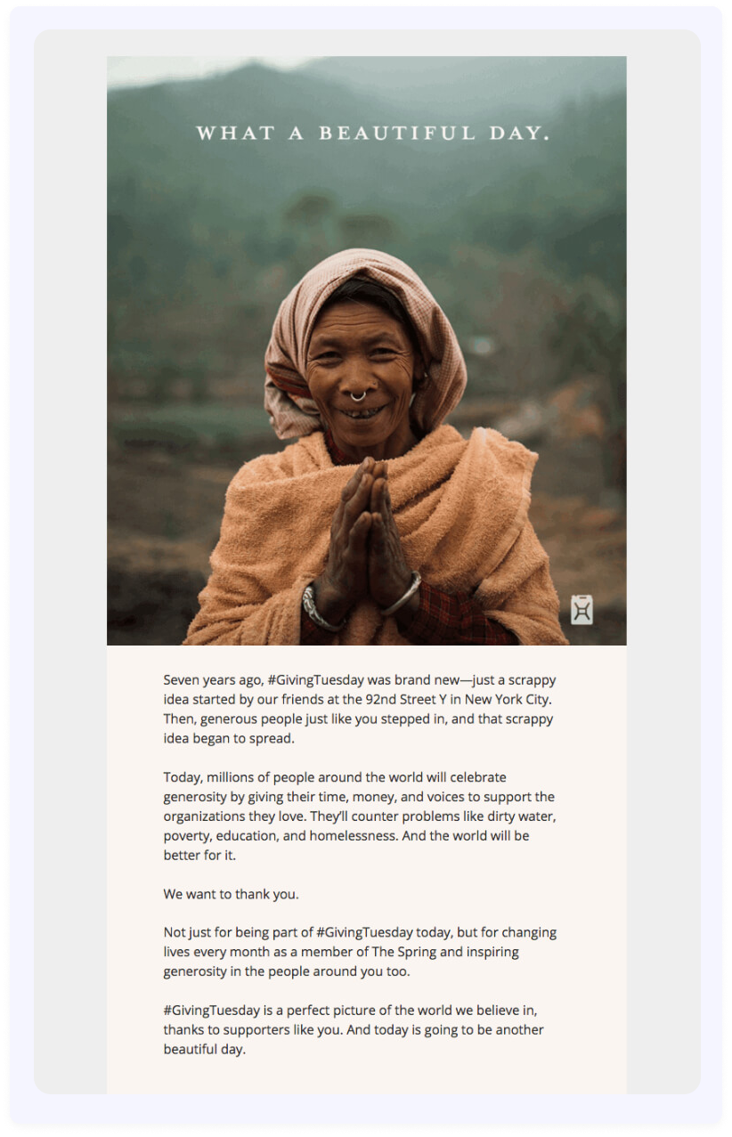 Company story in newsletter by Charitywater.org
