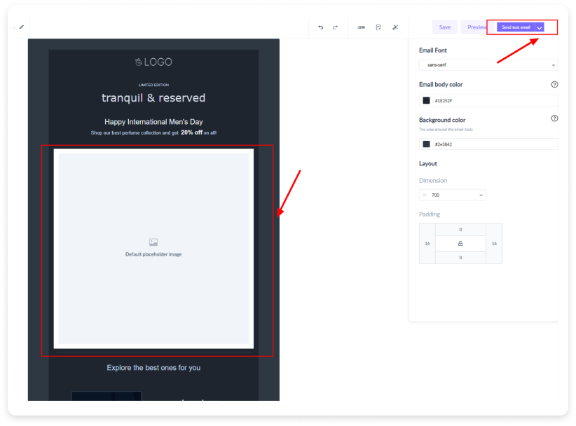 Preview of dynamic image in Mailmodo's template builder