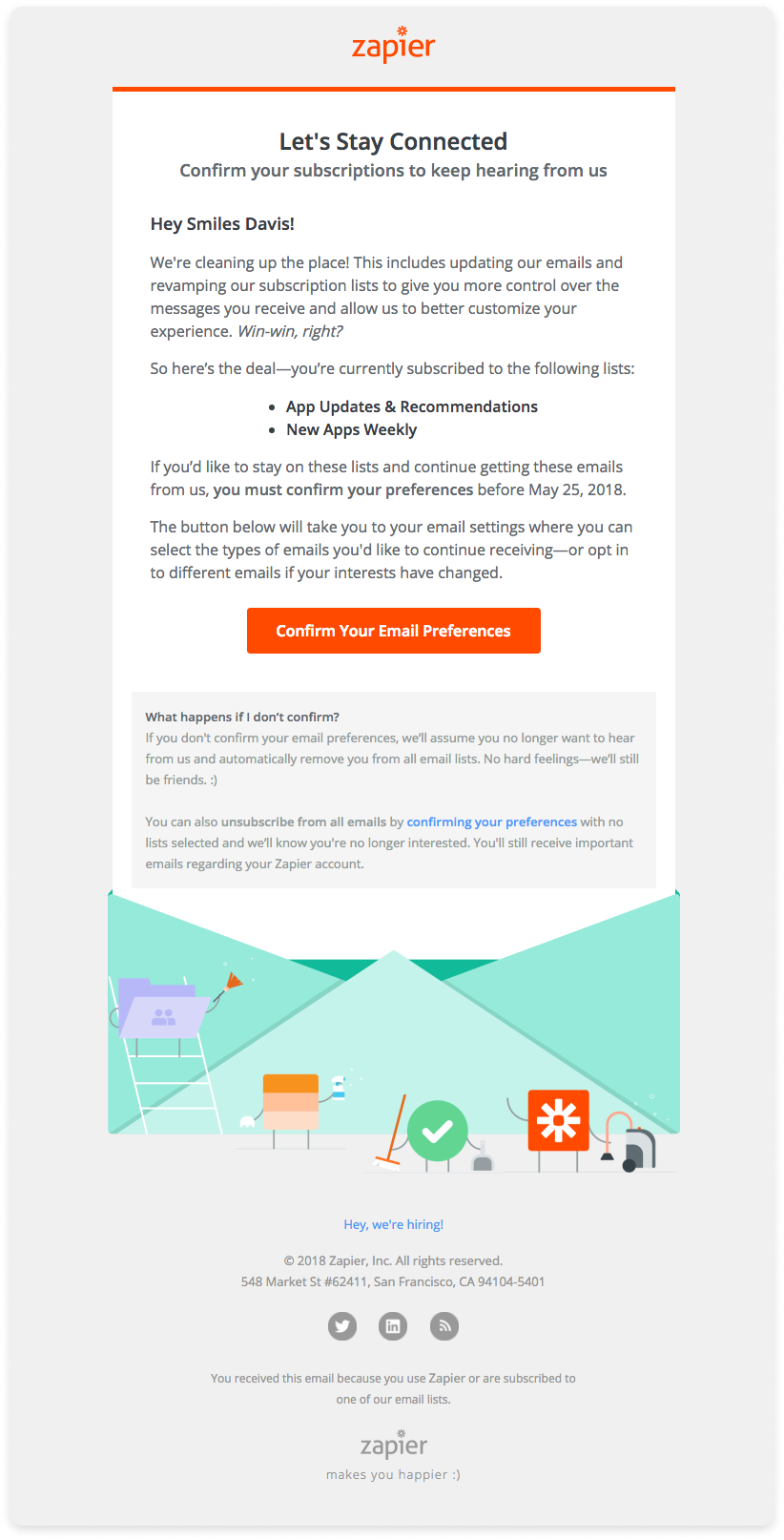 Update our preference email by Zapier