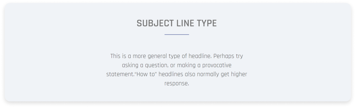 Email Subject Line Grader shows subject line type