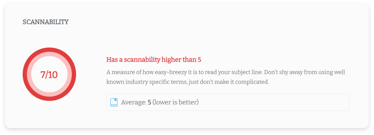 Send Check It - email subject line scannability score